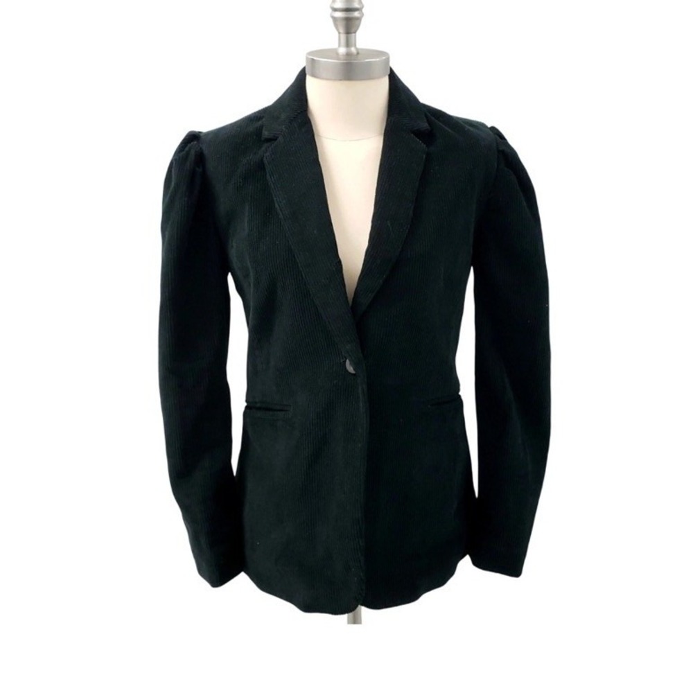 Blank NYC Black Corduroy Blazer Size XS 100% Cotton Puff Sleeves NWOT